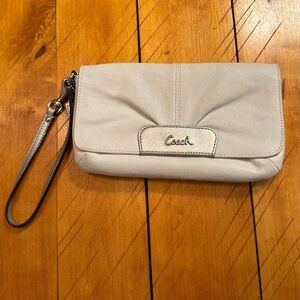 Coach Ivory & Silver Wristlet Clutch